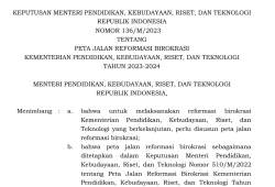 Salinan Kepmendikbudristek tentang Peta Jalan Reformasi Birokrasi Kemendikbudristek Tahun 2023--2024 
